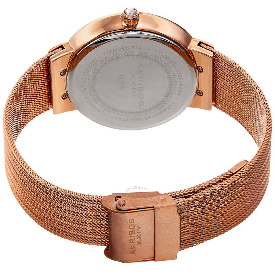 Reloj Akribos Xxiv de cuarzo con esfera blanca y diamantes para mujer AK1009RG