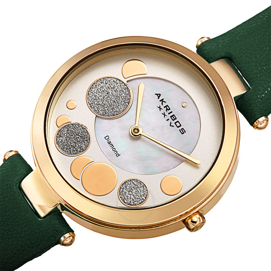 Akribos XXIV Quartz Diamond White Dial Ladies Watch AK1069GN