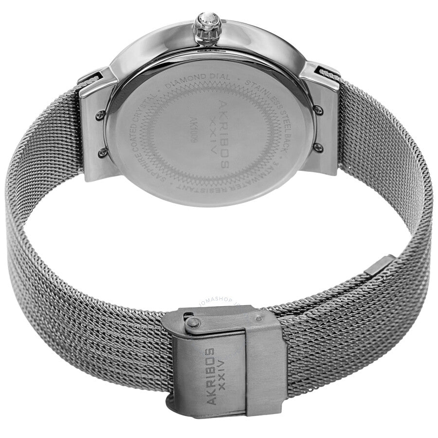 Akribos XXIV Quartz Diamond White Mother of Pearl Dial Ladies Watch AK1009SS