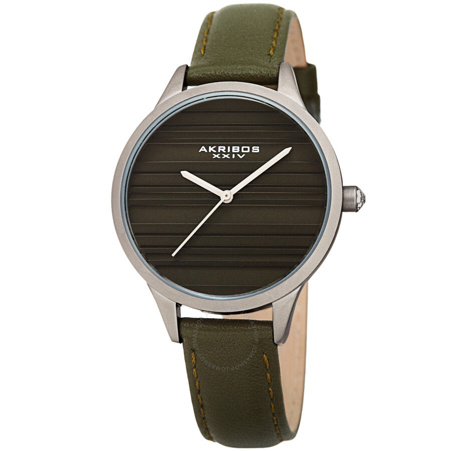 Akribos XXIV Quartz Green Dial Green Leather Ladies Watch AK1005GN