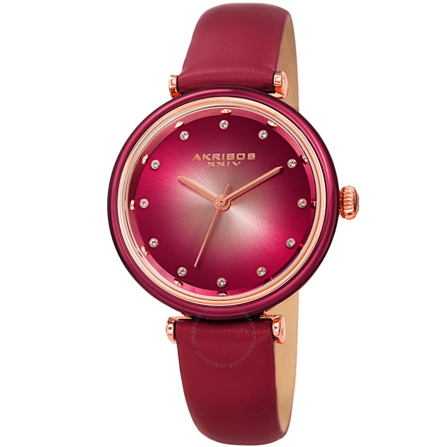 Akribos XXIV Quartz Red Dial Ladies Watch AK1035PK