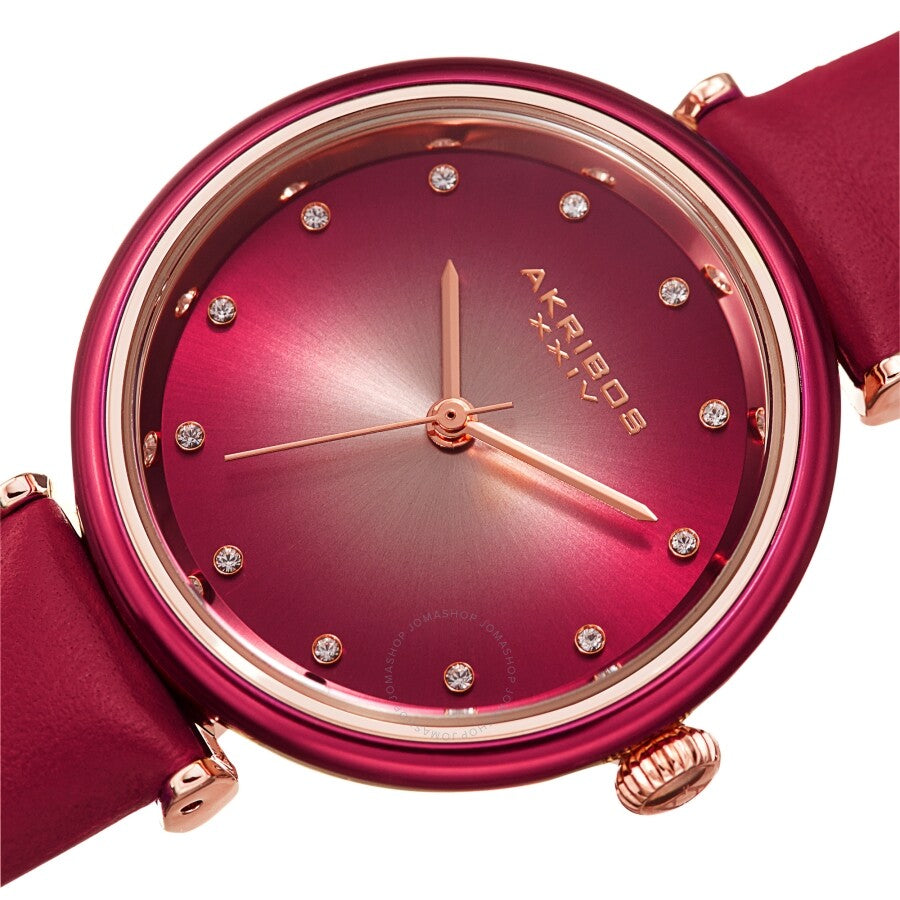 Akribos XXIV Quartz Red Dial Ladies Watch AK1035PK