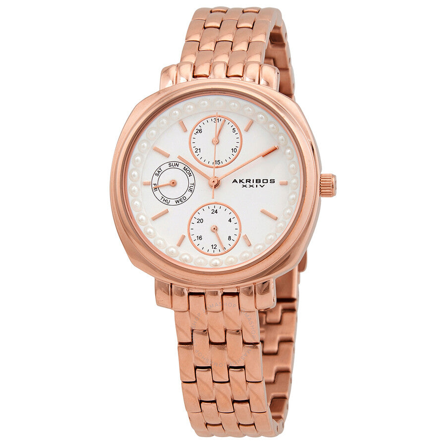 Akribos XXIV Quartz White Dial Ladies Watch AK1114RG - The Watches Men & Co