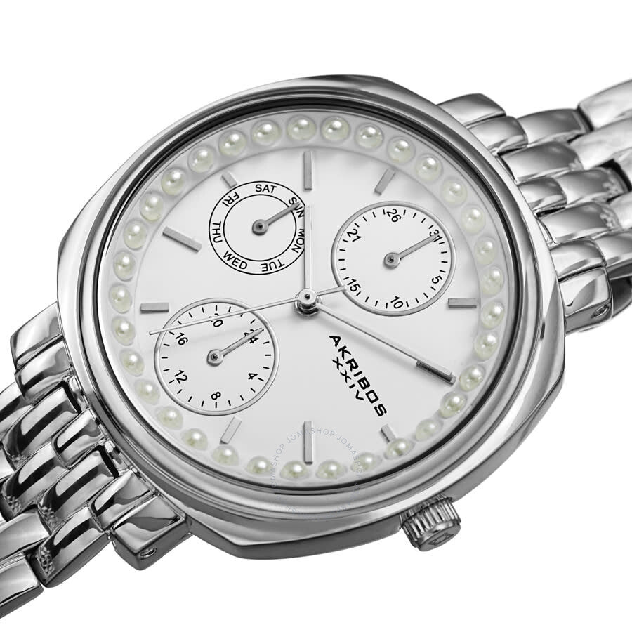 Akribos XXIV Quartz White Dial Ladies Watch AK1114SS