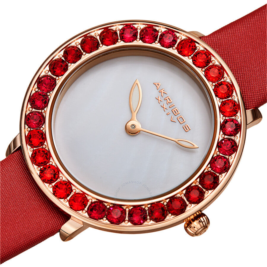 Reloj Akribos Xxiv de cuarzo con esfera blanca y piel roja para mujer AK1093RD