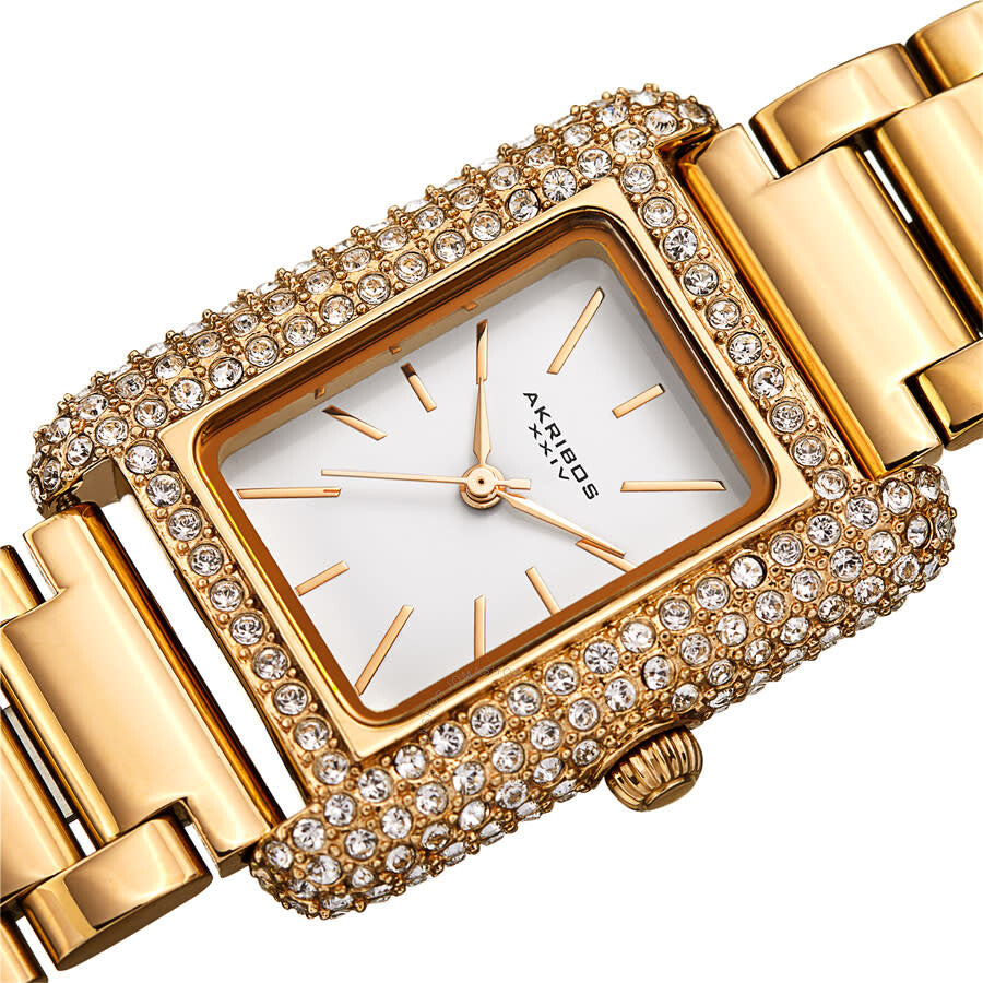 Akribos XXIV Quartz White Dial Yellow Gold-tone Ladies Watch AK1108YG