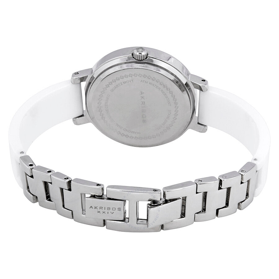 Akribos XXIV Silver Dial White Ceramic Ladies Watch AK758SSW