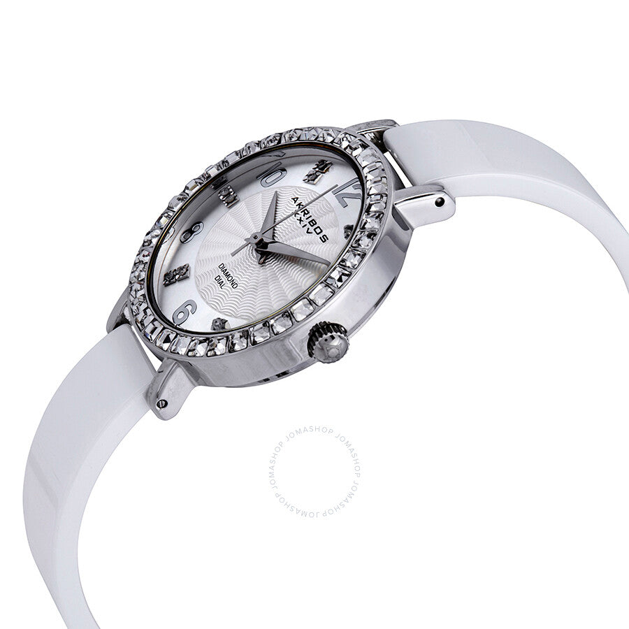 Akribos XXIV Silver Dial White Ceramic Ladies Watch AK758SSW
