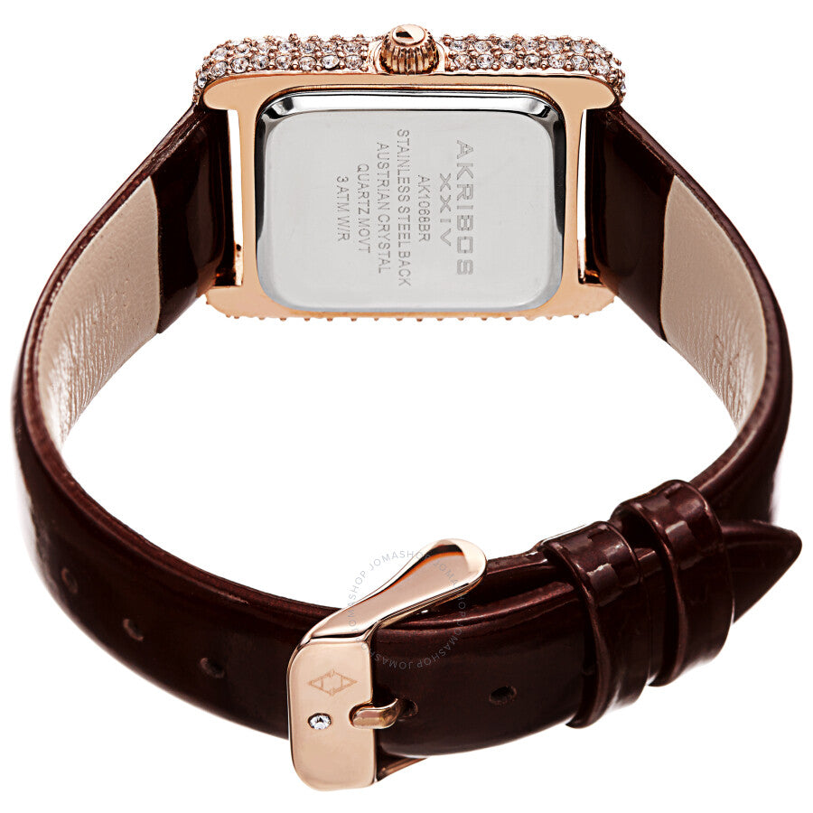 Akribos XXIV White Dial Brown Leather Ladies Watch AK1068BR