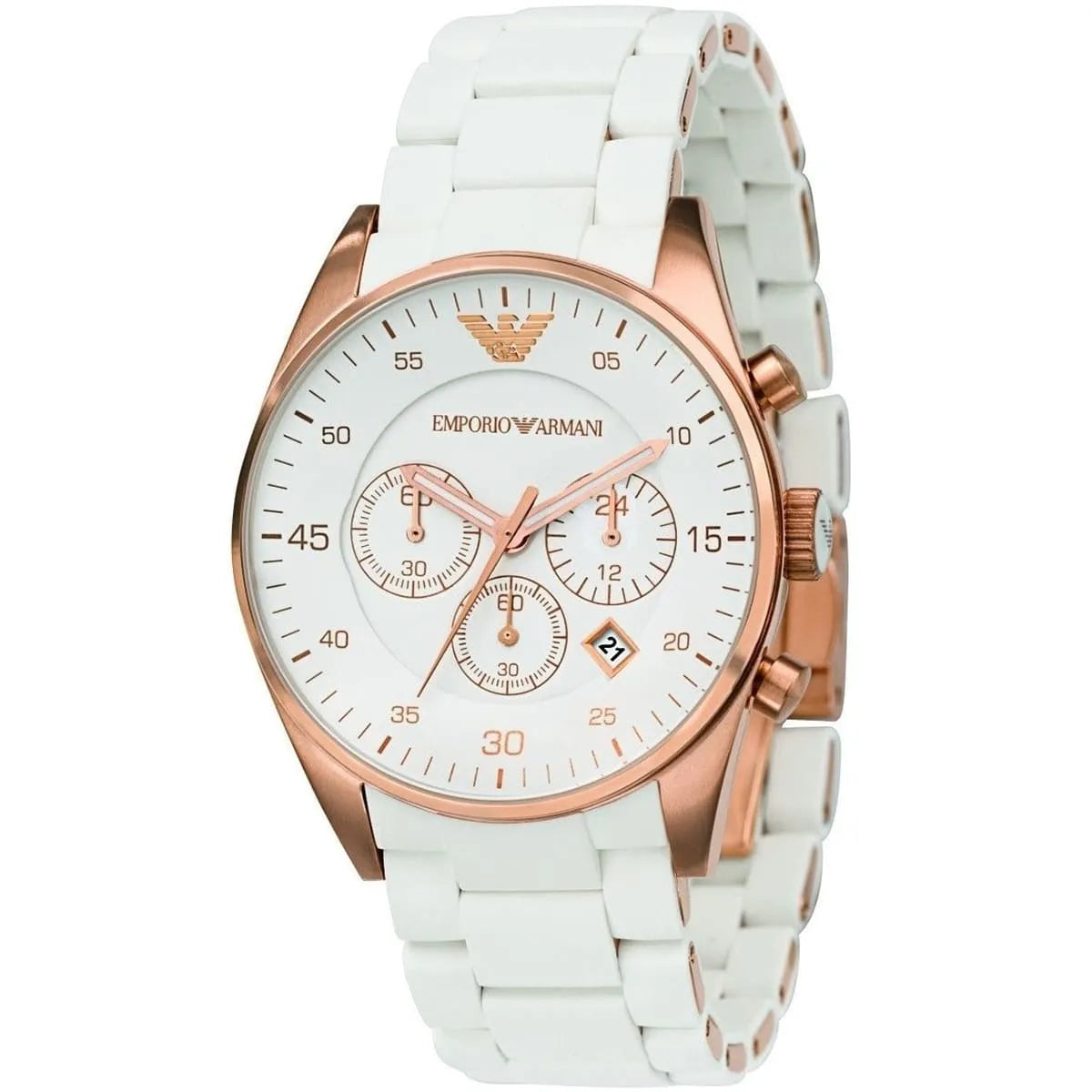 Emporio Armani Sport Chronograph White Silicone-wrapped Stainless Men's Watch AR5919