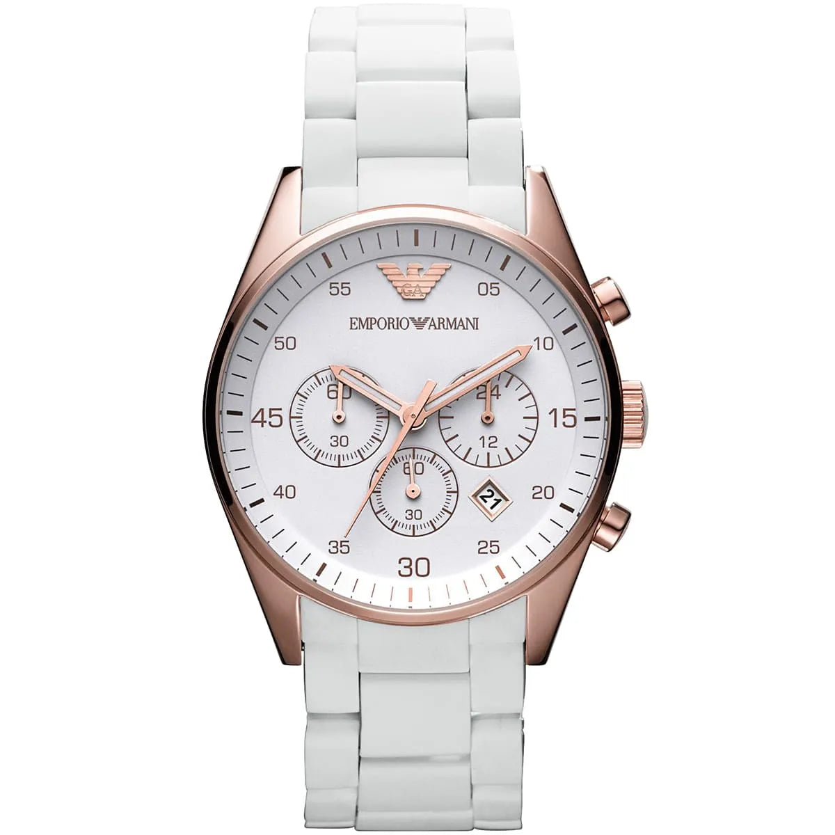 Emporio Armani Sport Chronograph White Silicone-wrapped Stainless Men's Watch AR5919