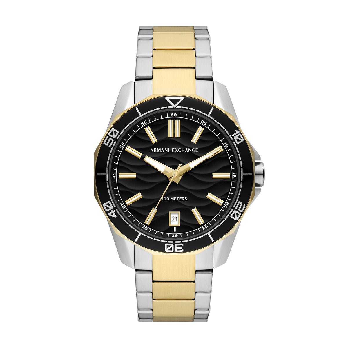Armani Exchange Spencer AX1956 two-tone men's watch with black dial and date window