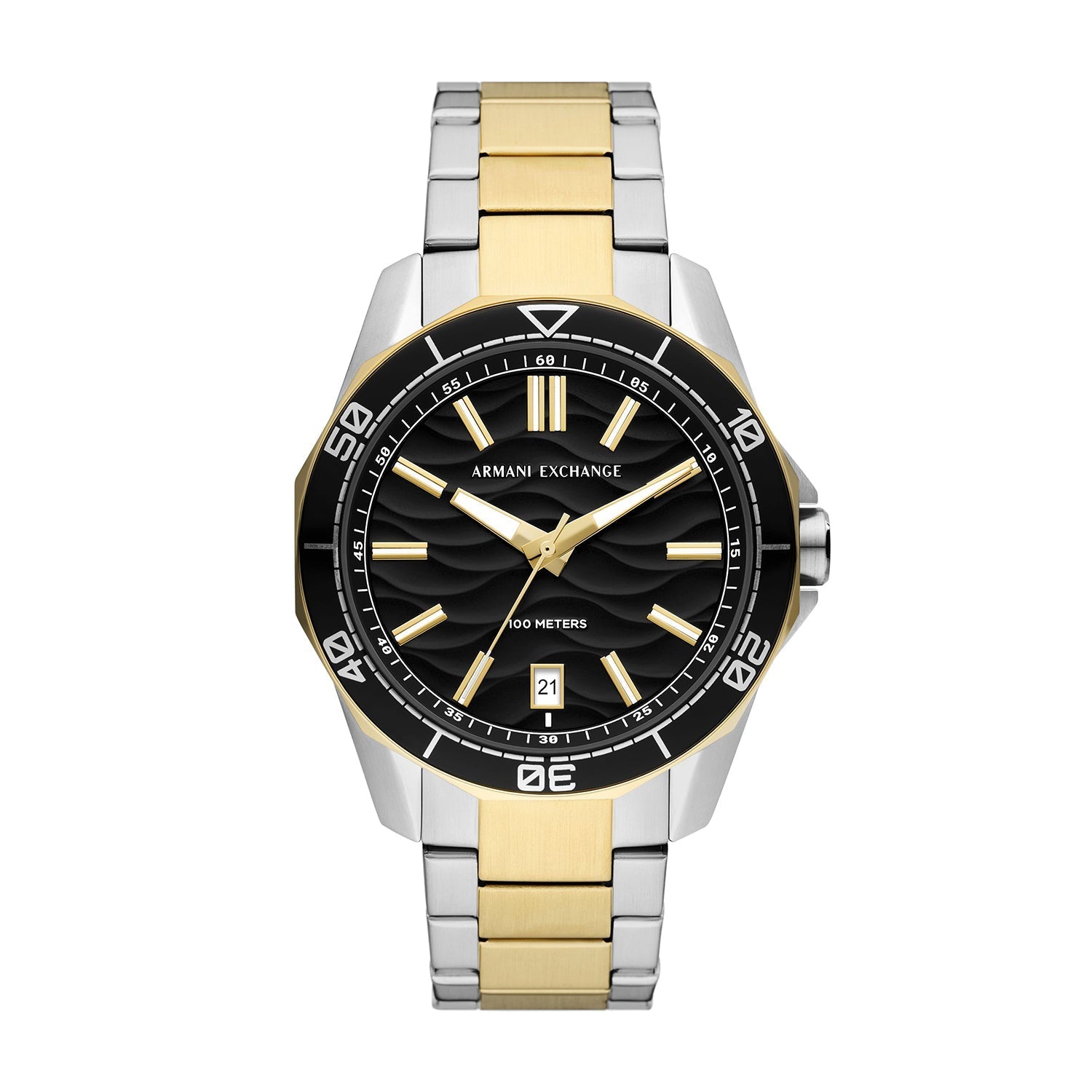 ساعة أرماني إكستشينج سبنسر الرجالية ثنائية اللون بثلاثة عقارب وتاريخ - AX1956