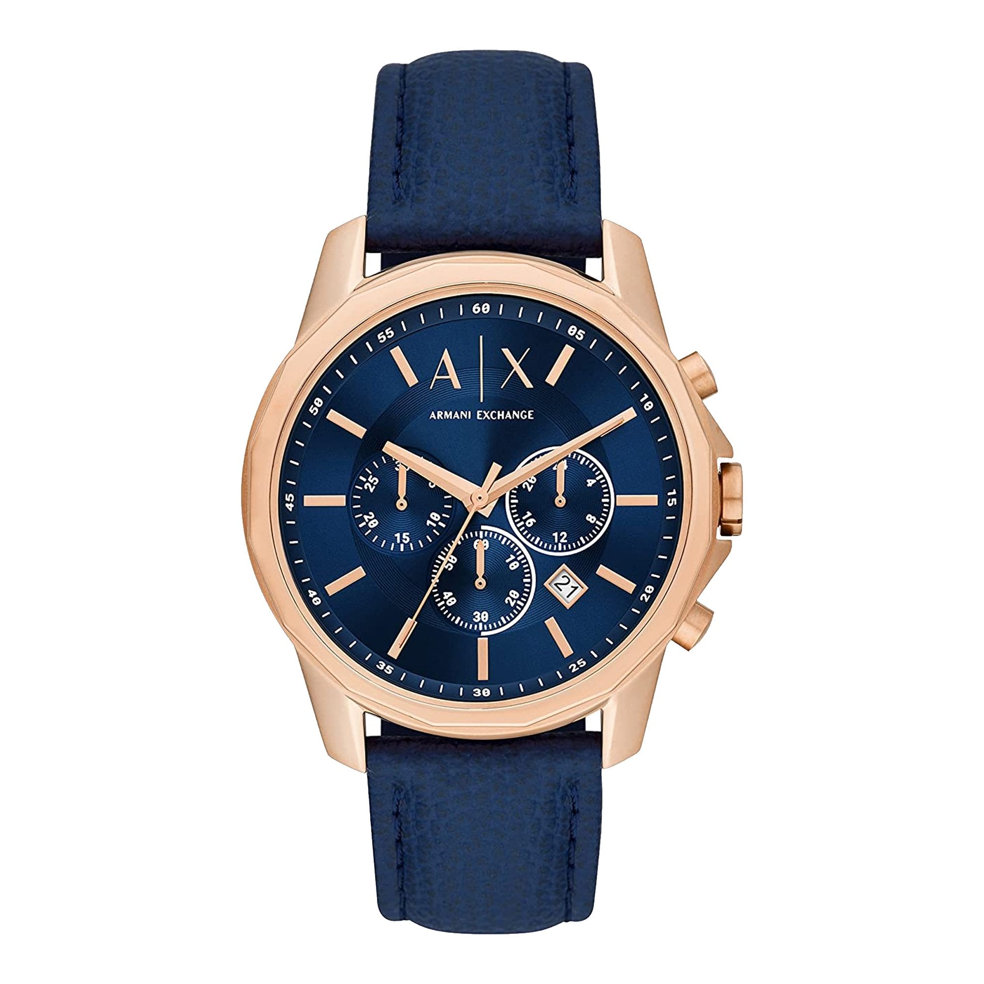 Armani Exchange Banks Chronograph Blue & Rose Gold Watch - AX1723