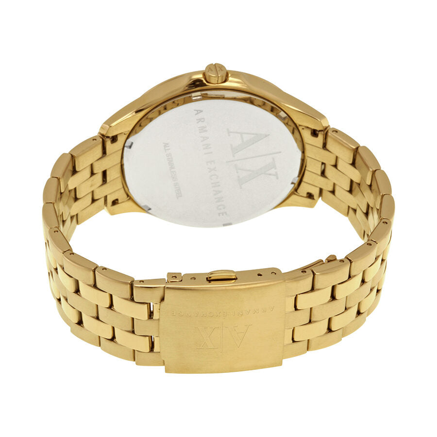 Armani Exchange Reloj de hombre chapado en oro con esfera negra AX2145