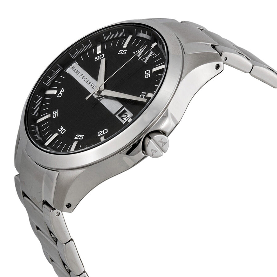 Armani Exchange Reloj de hombre de acero inoxidable con esfera negra AX2103