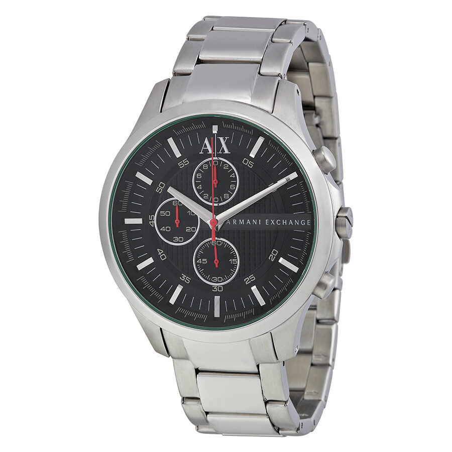 Armani Exchange AX2163 chronograph showing black dial and green-accented bezel