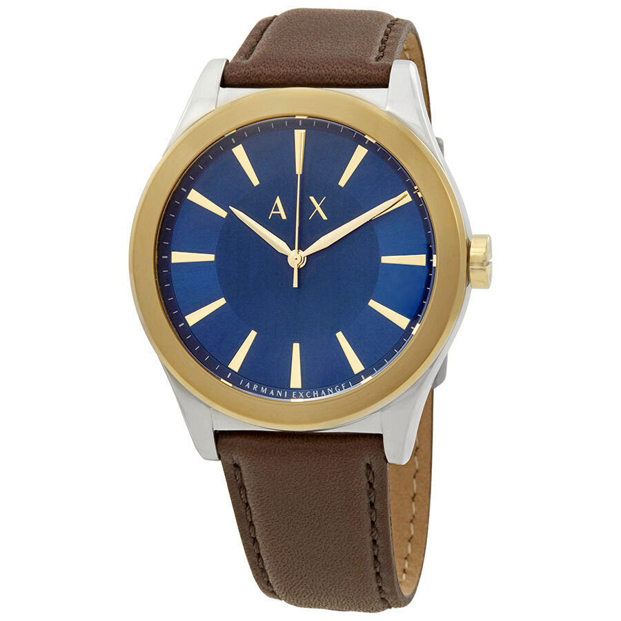 Armani Exchange Nico Mutli-colour Brown Leather Blue Dial Gold Watch - AX2334