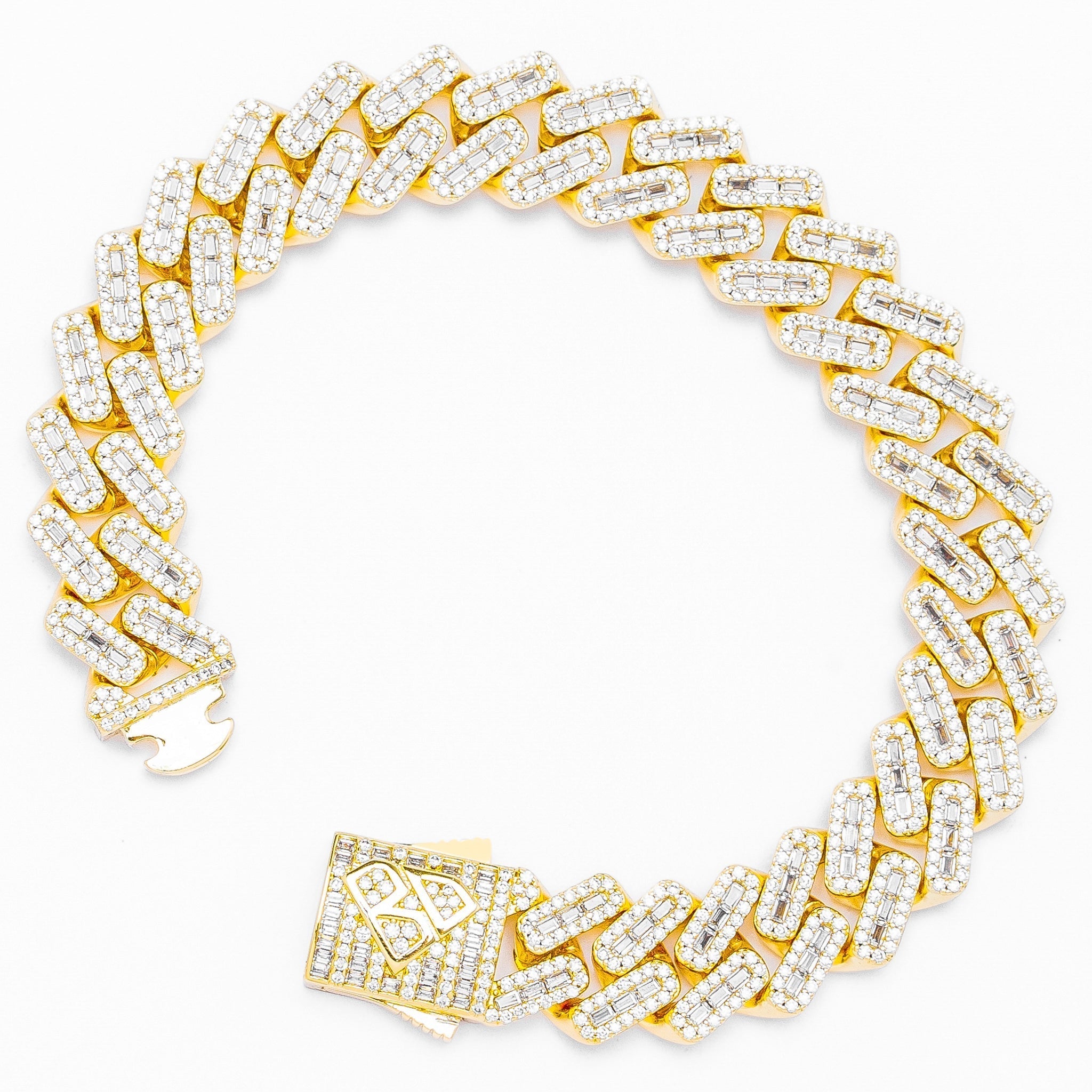 Big Daddy 12MM Baguette Iced Out Rhombus Cuban Gold Bracelet - Bracelet