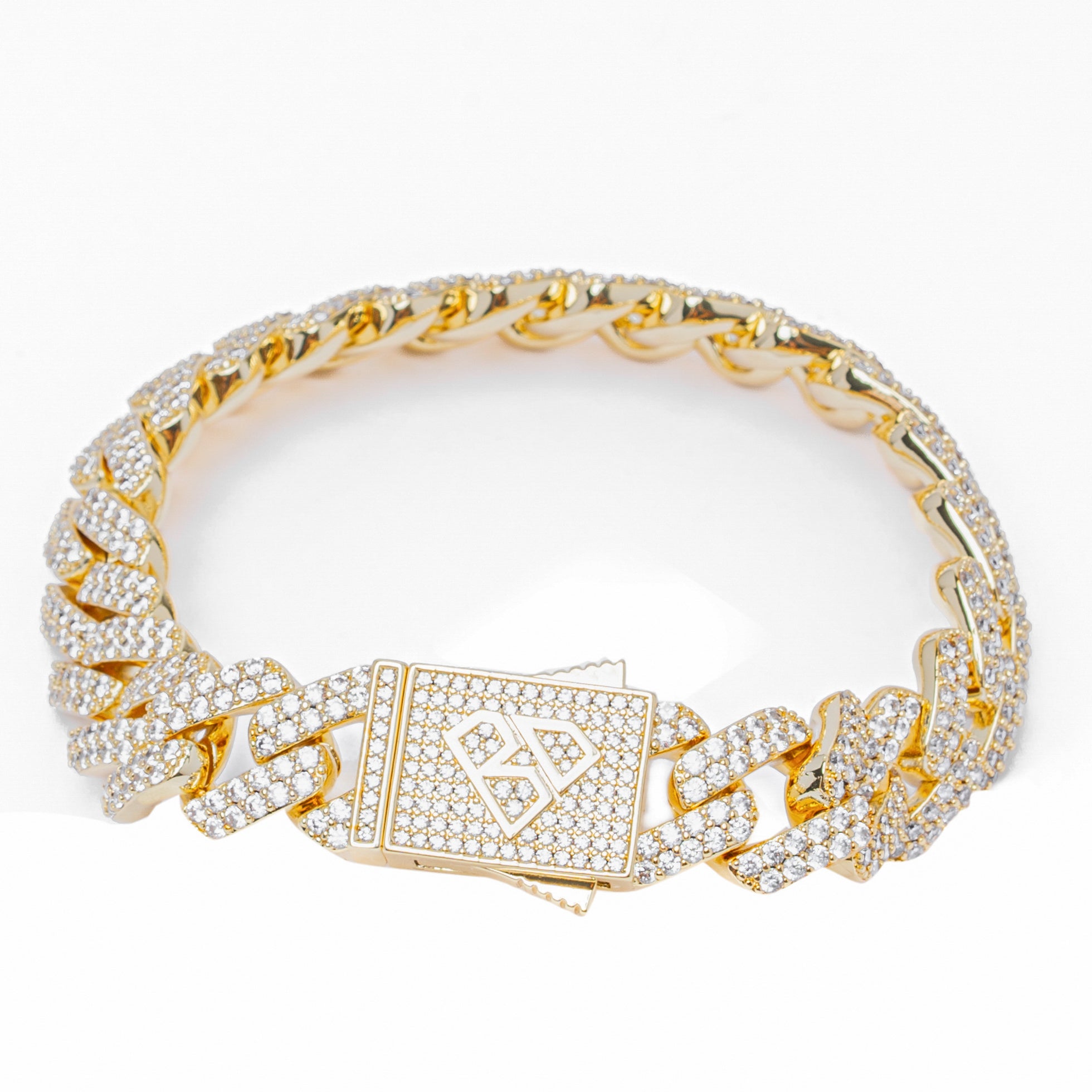 Big Daddy 12MM Gold Diamond Figaro Bracelet - Bracelet