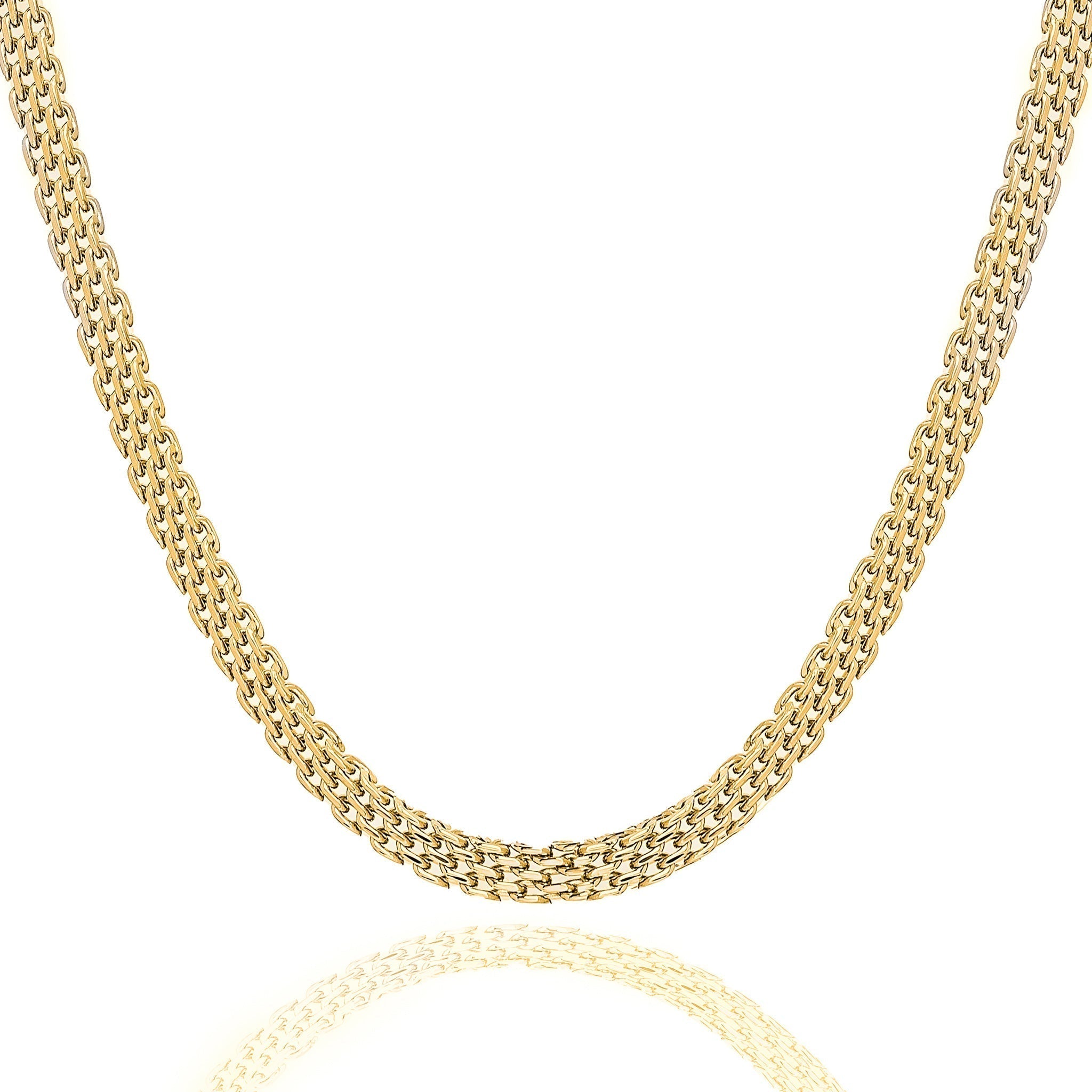 6MM gold flat herringbone chain necklace displayed on white background
