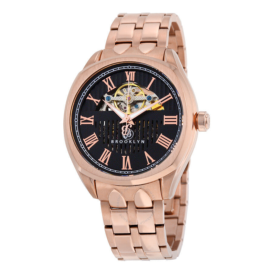 Brooklyn Dunham Skeleton Reloj automático para hombre con esfera negra 202-M3262