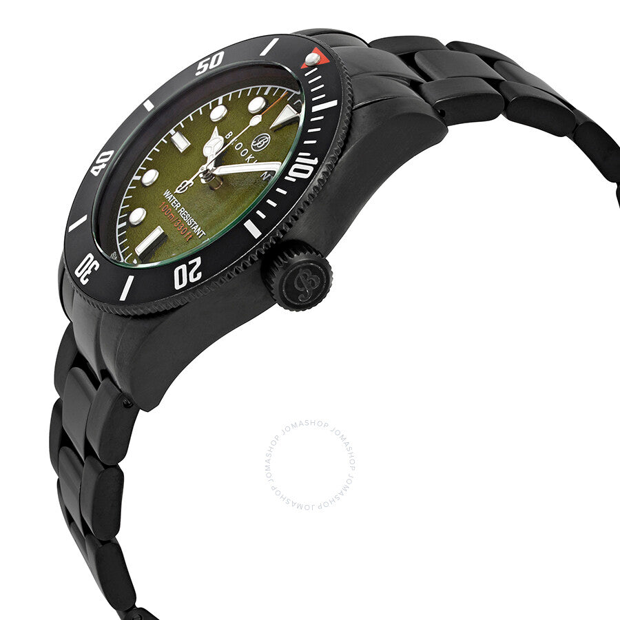 Brooklyn Watch Co. Black Eyed Pea Reloj para hombre con esfera verde 306-D-88-BB-BLK