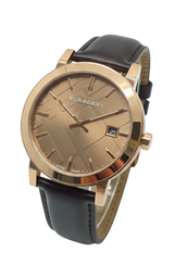 Burberry Taupe Check Pattern DialBrown Leather Strap Reloj para hombre BU9013