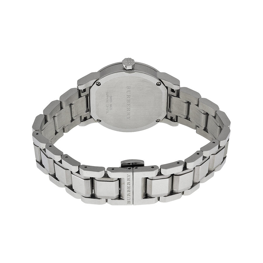 Burberry Black Check Stamped Dial Acero inoxidable Ladies Watch BU9101