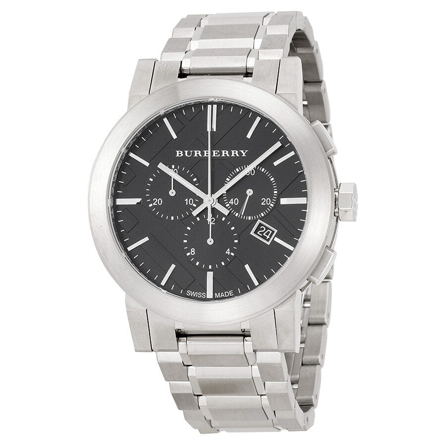BURBERRY ブラック アナログ腕時計　箱付き　説明書付き Buy Burberry Black Dial Chronograph Stainless Steel Men's Watch