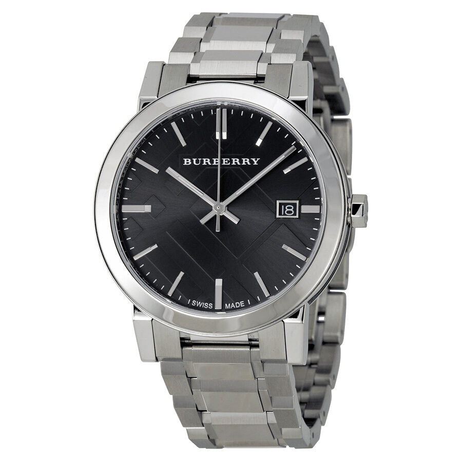 Burberry Reloj unisex de acero inoxidable con esfera negra BU9001