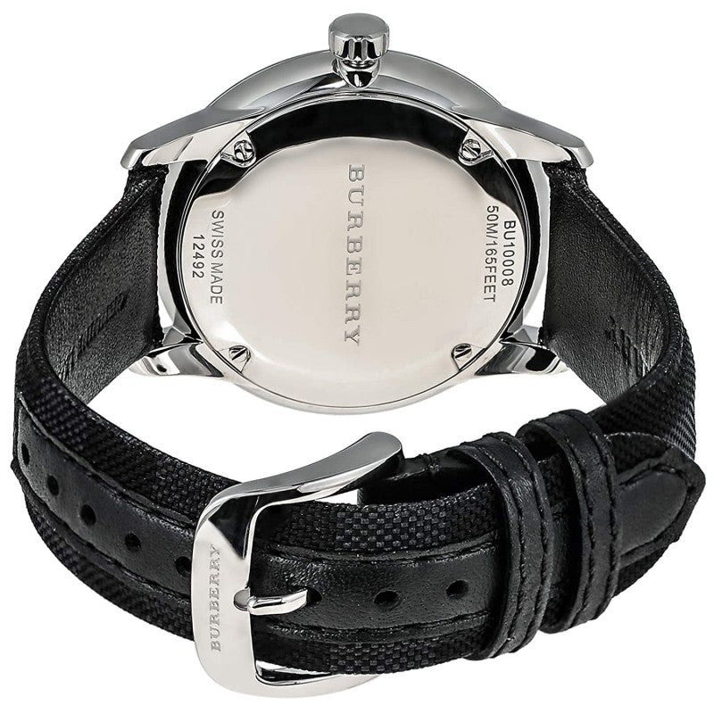 Burberry Check Stamped Leather Strap Men's Watch BU10008