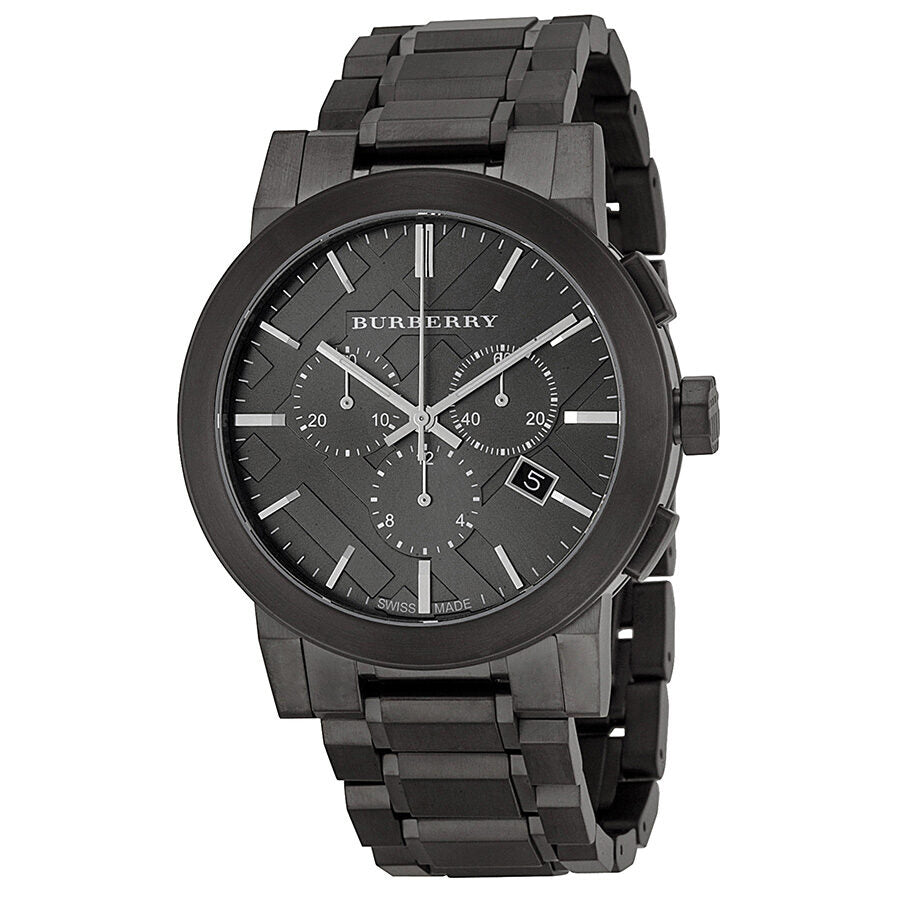 Burberry Chronograph Dark Grey Dial Black Ion-plated Reloj para hombre BU9354