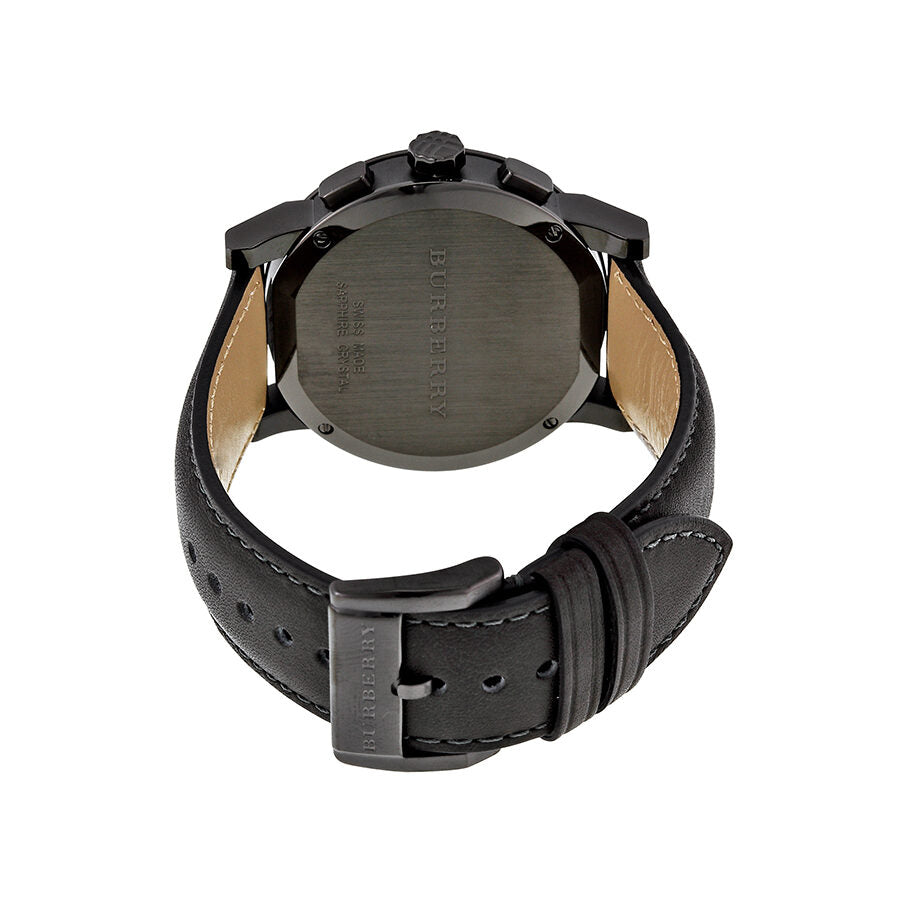Burberry Chronograph Dark Gray Dial Dark Grey Leather Reloj para hombre BU9364
