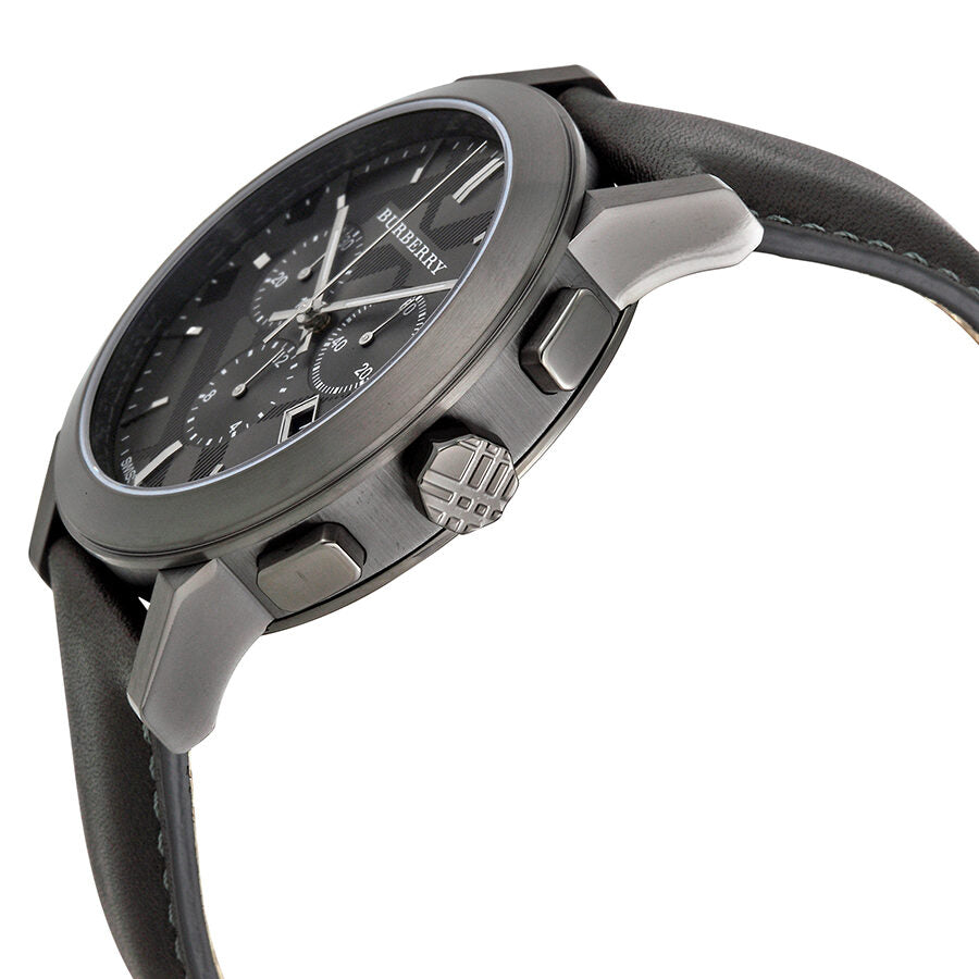 Burberry Chronograph Dark Gray Dial Dark Grey Leather Reloj para hombre BU9364