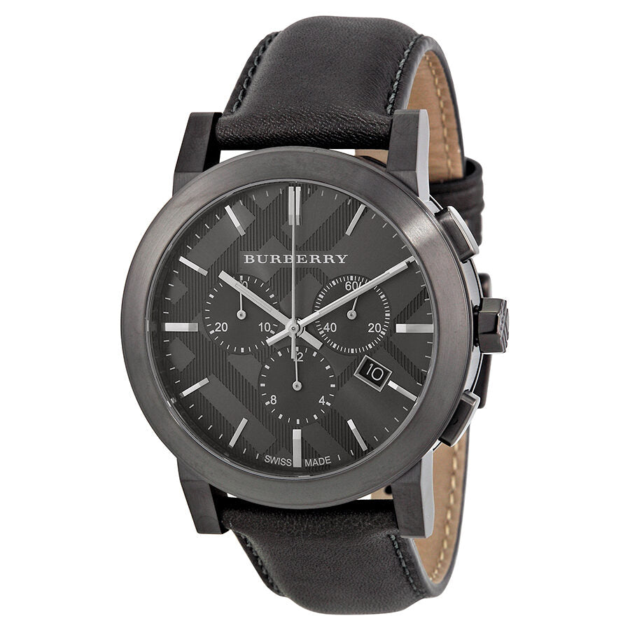 Burberry Chronograph Dark Gray Dial Dark Grey Leather Reloj para hombre BU9364