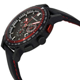 ساعة بربري سيتي كرونوغراف للرجال، مينا أسود وسوار جلدي أسود - BU9803