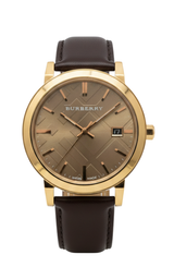 Burberry Taupe Check Pattern DialBrown Leather Strap Reloj para hombre BU9013