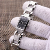 ساعة بربري سيجنتشر كوارتز للنساء، مينا أسود، سوار من الفولاذ الفضي - BU4210