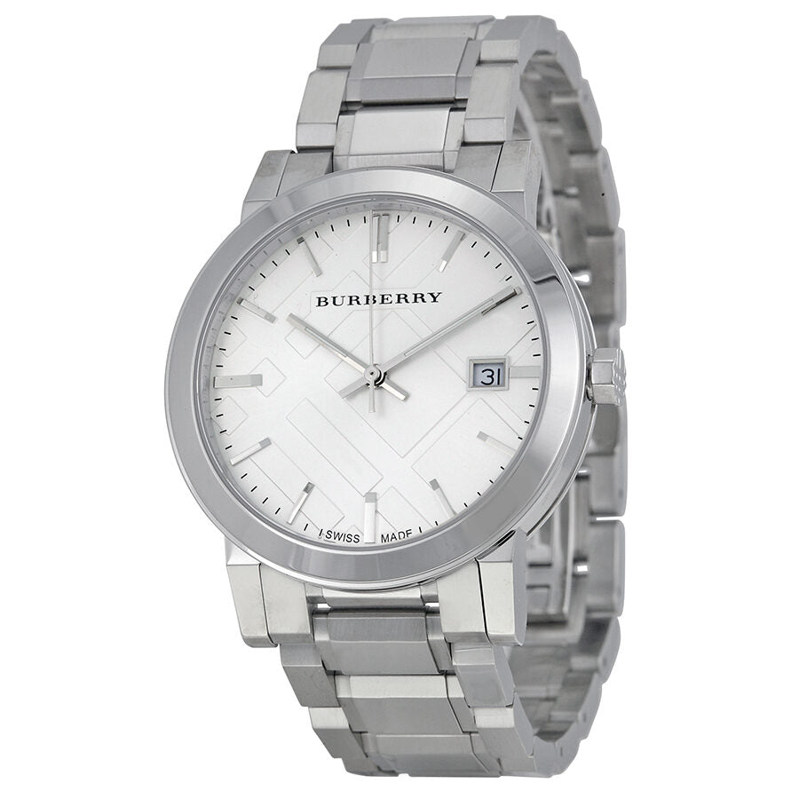 Reloj unisex de acero inoxidable con esfera plateada Burberry BU9000