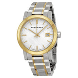 Burberry Silver Dial Two-tone Silver y Gold-tone Bracelet Ladies Watch BU9115