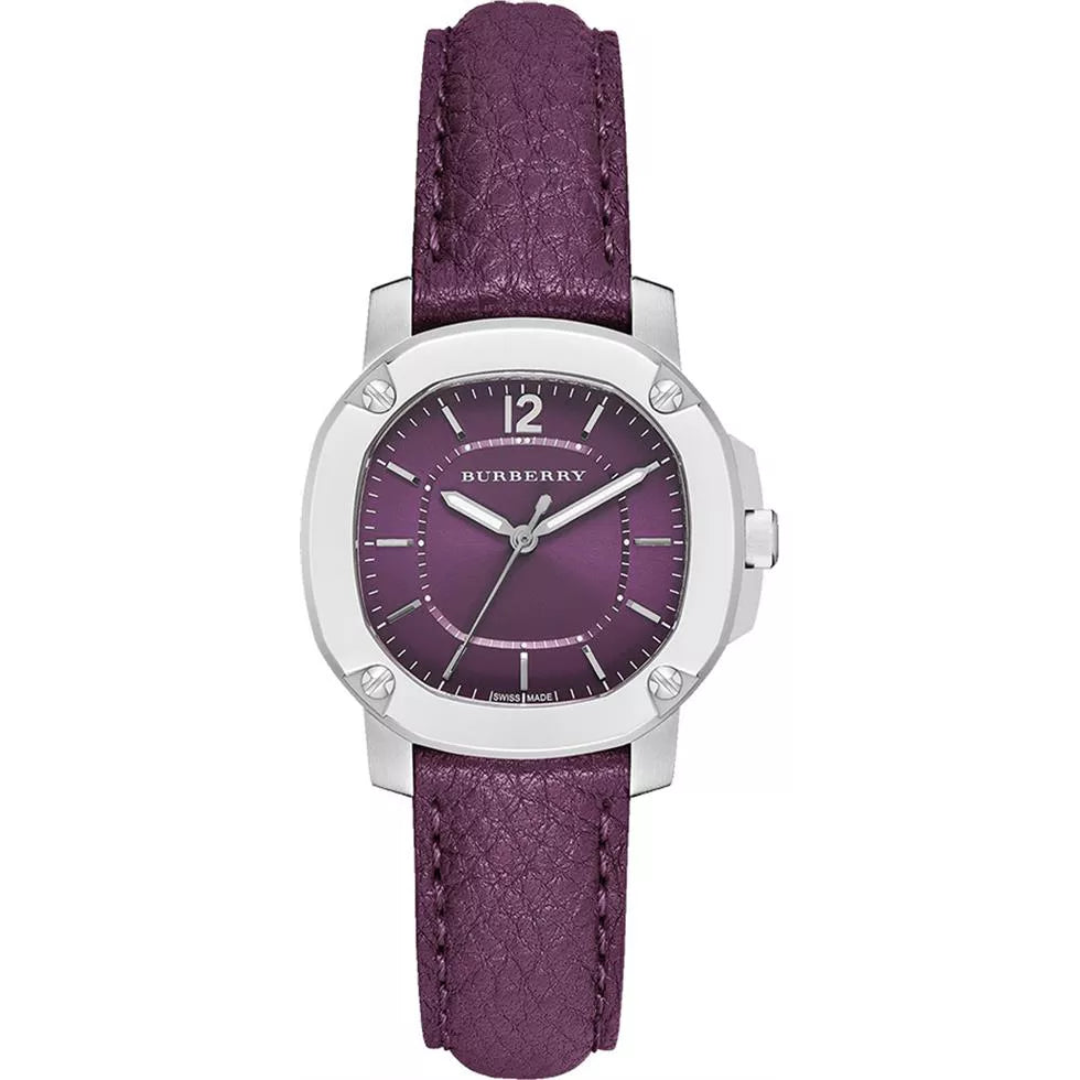 Burberry The Britain Maroon Sunray Dial Maroon Leather Strap BBY1714