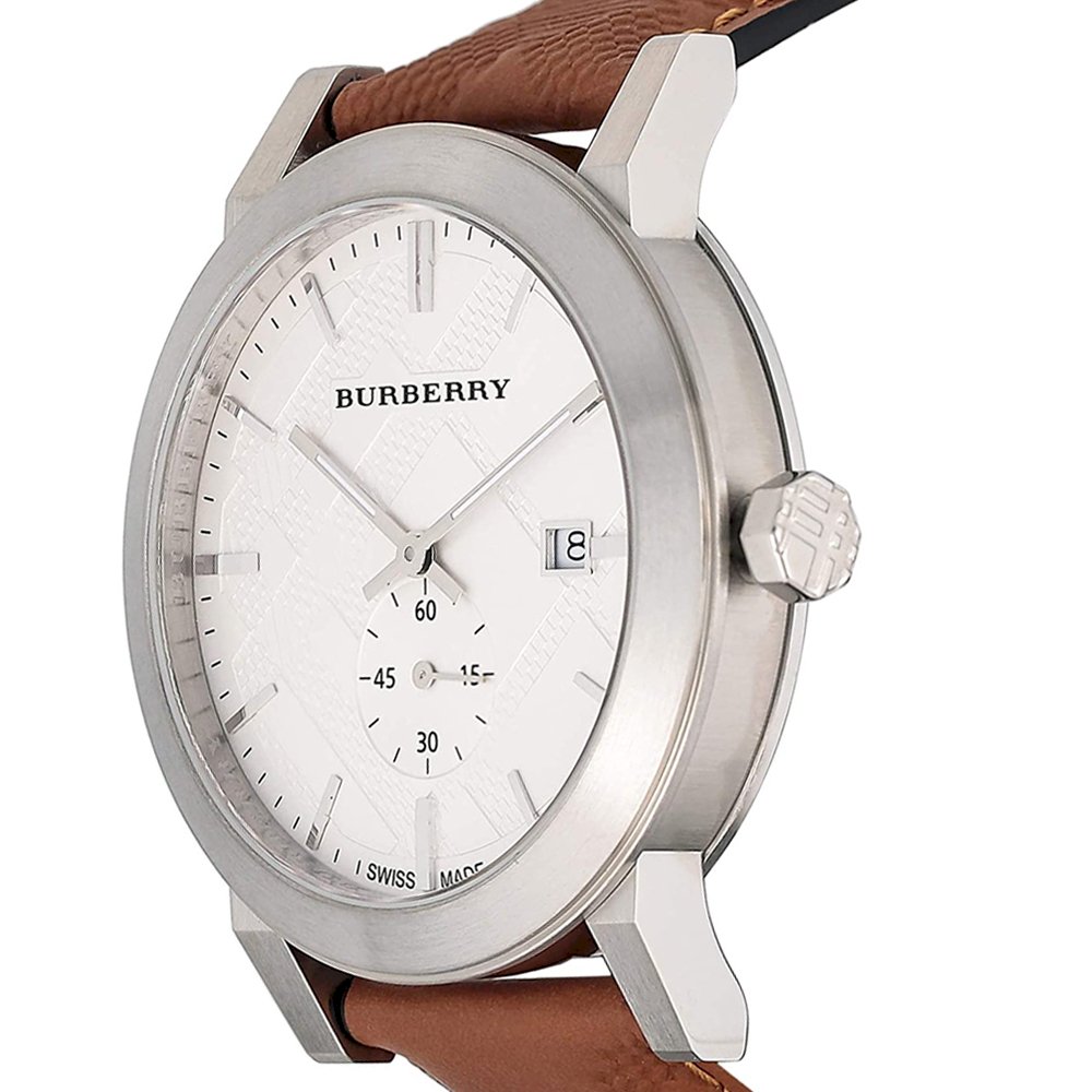 Burberry The City Reloj para hombre con correa de cuero marrón BU9904
