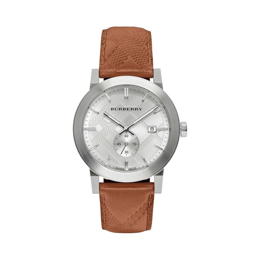 Burberry The City Reloj para hombre con correa de cuero marrón BU9904