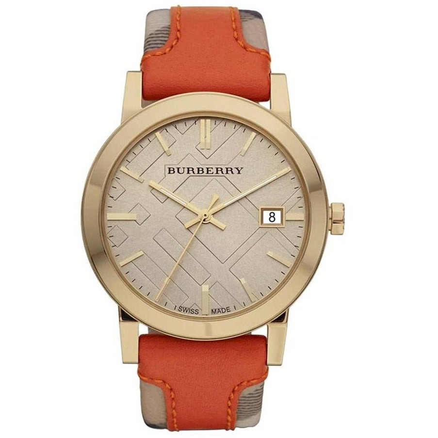 Buy Burberry The City Orange Leather Strap Women's Watch BU9016