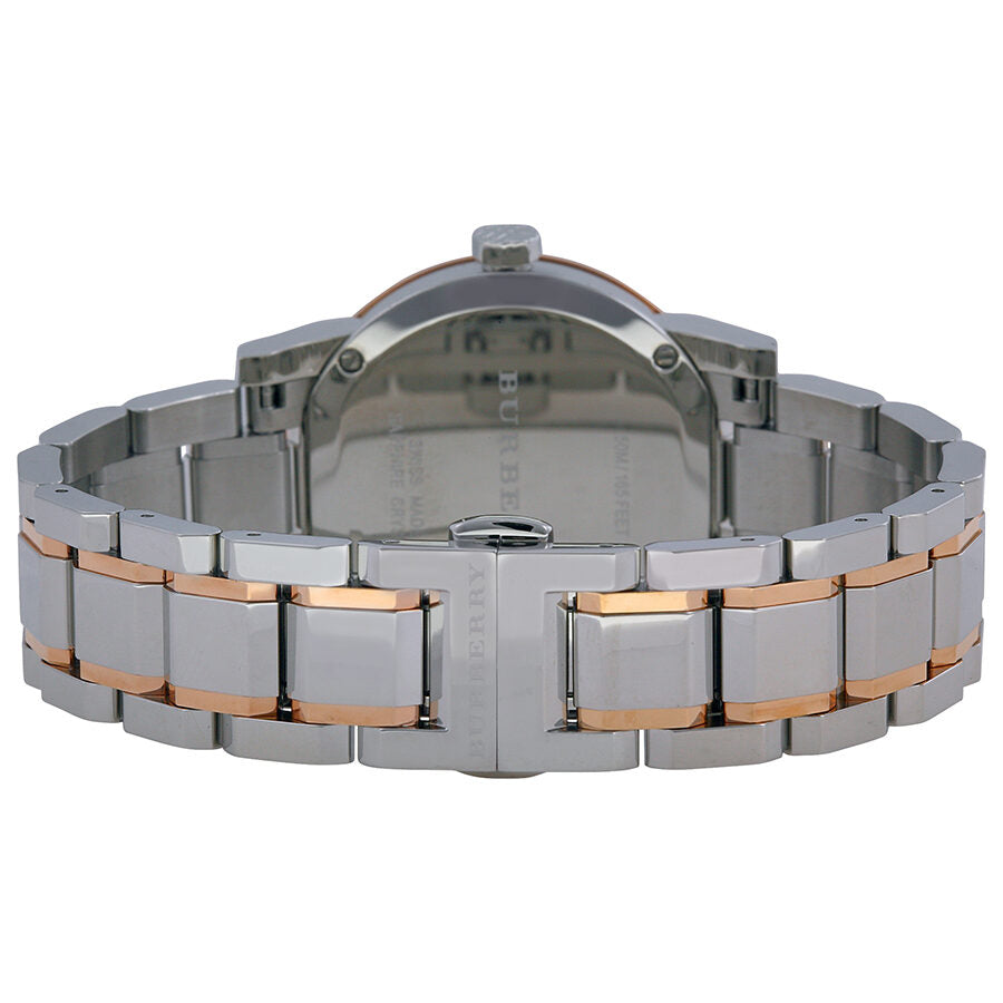 Burberry Two Tone Rose Gold Pulsera de acero inoxidable Reloj para mujer BU9105