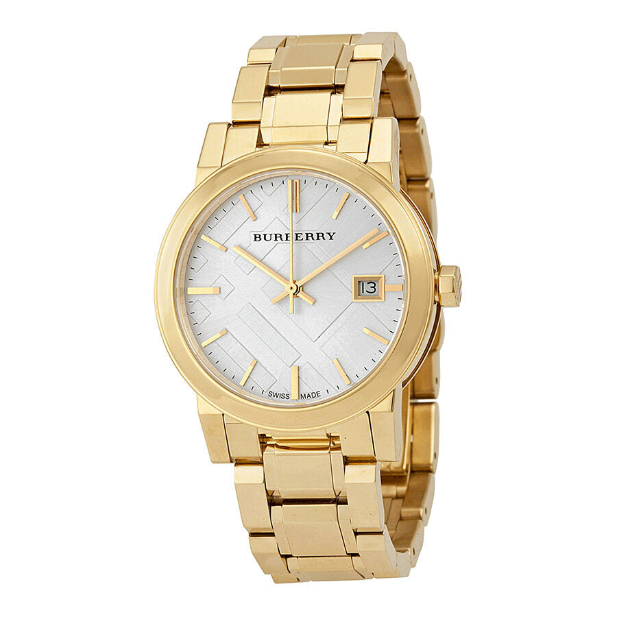 Reloj Burberry para mujer con esfera blanca y tono dorado BU9103