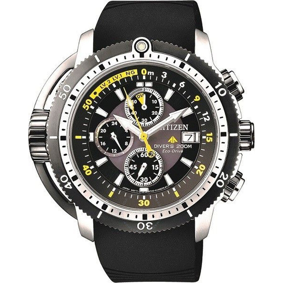 Citizen Aqualand Chronograph Black Dial Watch BJ2127-16E - The Watches Men & Co