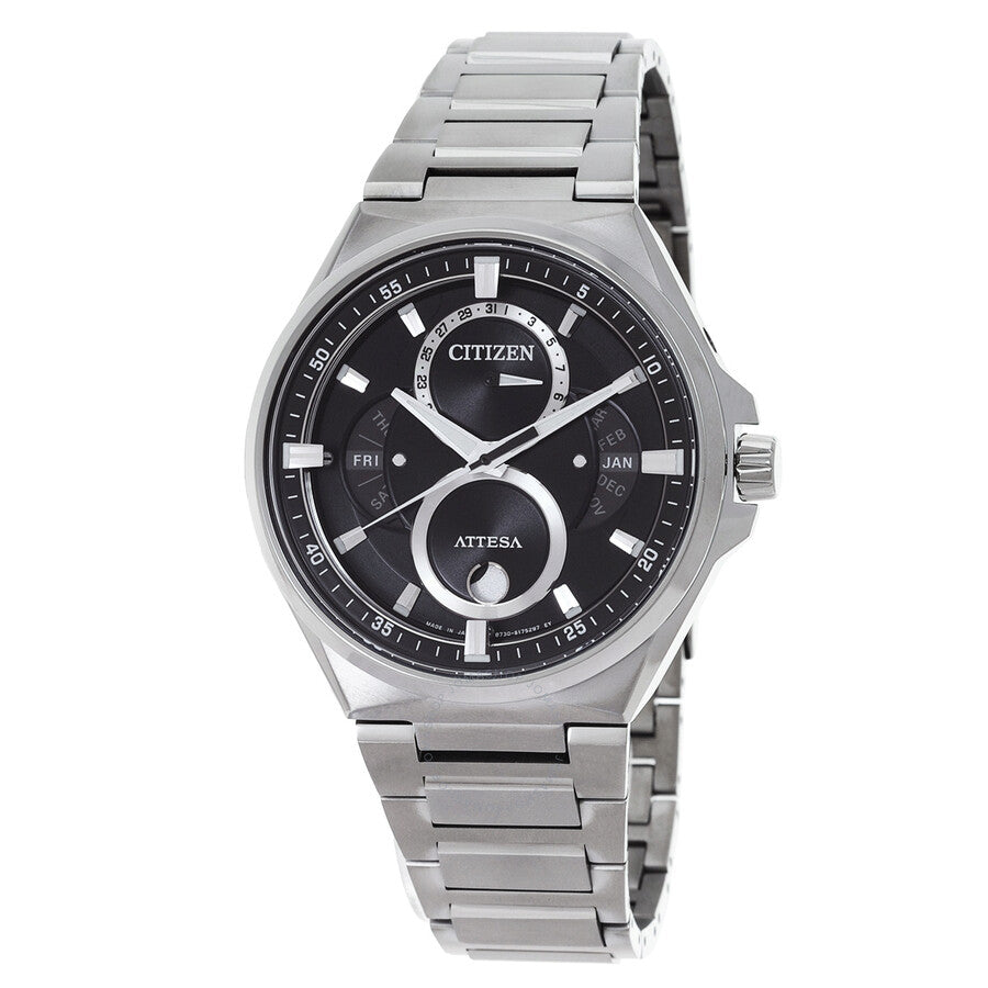 Citizen Attesa Moon Phase Black Dial Men's Watch BU0060-68E - The Watches Men & Co
