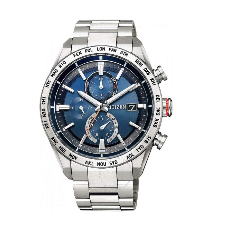 Citizen Attesa Perpetual Alarm World Time Chronograph GMT Blue Dial Men's Watch AT8181-63L - The Watches Men & Co